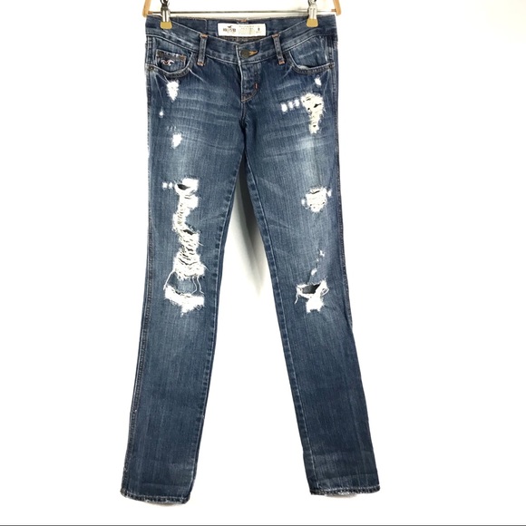 Hollister Denim - Hollister Wo’s Ripped Skinny Straight Jeans Ins32